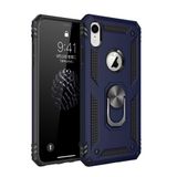 Nevarium iPhone XR Uyumlu Kılıf Tank Yüzüklü Silikon Kapak - Lacivert