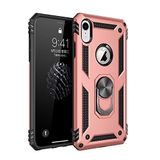 Nevarium iPhone XR Uyumlu Kılıf Tank Yüzüklü Silikon Kapak - Rose
