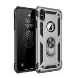 Nevarium iPhone XS Uyumlu Kılıf Tank Yüzüklü Silikon Kapak - Gümüş