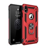 Nevarium iPhone XS Uyumlu Kılıf Tank Yüzüklü Silikon Kapak - Kırmızı