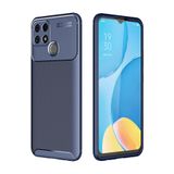 Nevarium Oppo A15 Uyumlu Kılıf Karbon Dokulu Silikon - Lacivert