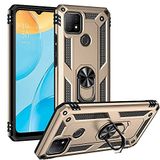 Nevarium Oppo A15 Uyumlu Kılıf Tank Yüzüklü Yüksek Korumalı Silikon - Gold