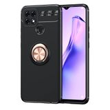 Nevarium Oppo A15 Uyumlu Kılıf Yüzüklü Silikon Range - Siyah-Gold