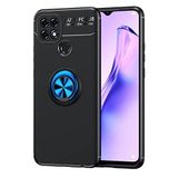 Nevarium Oppo A15 Uyumlu Kılıf Yüzüklü Silikon Range - Siyah-Mavi