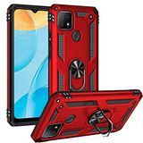 Nevarium Oppo A15S Uyumlu Kılıf Tank Yüzüklü Yüksek Korumalı Silikon - Kırmızı