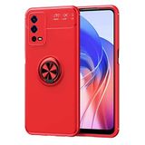Nevarium Oppo A55 4G Uyumlu Kılıf Yüzüklü Silikon Range - Kırmızı