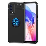 Nevarium Oppo A55 4G Uyumlu Kılıf Yüzüklü Silikon Range - Siyah-Mavi