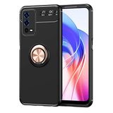 Nevarium Oppo A55 4G Uyumlu Kılıf Yüzüklü Silikon Range - Siyah-Rose Gold