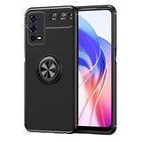Nevarium Oppo A55 4G Uyumlu Kılıf Yüzüklü Silikon Range - Siyah