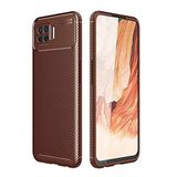 Nevarium Oppo A73 Uyumlu Kılıf Karbon Dokulu Silikon - Kahverengi