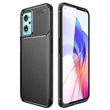Nevarium Oppo A96 4G Uyumlu Kılıf Karbon Dokulu Silikon - Siyah