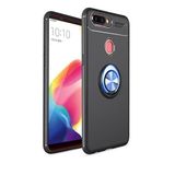 Nevarium Oppo AX7 Uyumlu Kılıf Yüzüklü Silikon Range - Siyah-Mavi