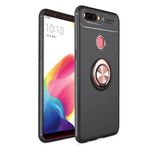 Nevarium Oppo AX7 Uyumlu Kılıf Yüzüklü Silikon Range - Siyah-Rose Gold