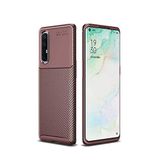 Nevarium Oppo Reno 3 Pro 5G Uyumlu Kılıf Karbon Dokulu Silikon - Kahverengi
