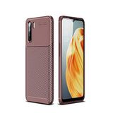 Nevarium Oppo Reno 3 Uyumlu Kılıf Karbon Dokulu Silikon - Kahverengi