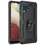 Nevarium Samsung Galaxy A12 Uyumlu Kılıf Tank Yüzüklü Silikon Kapak - Siyah