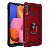 Nevarium Samsung Galaxy A20S Uyumlu Kılıf Tank Yüzüklü Silikon Kapak - Kırmızı