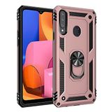 Nevarium Samsung Galaxy A20S Uyumlu Kılıf Tank Yüzüklü Silikon Kapak - Rose