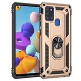 Nevarium Samsung Galaxy A21S Uyumlu Kılıf Tank Yüzüklü Silikon Kapak - Gold
