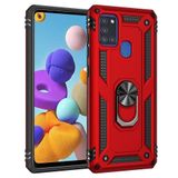 Nevarium Samsung Galaxy A21S Uyumlu Kılıf Tank Yüzüklü Silikon Kapak - Kırmızı