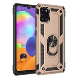 Nevarium Samsung Galaxy A31 Uyumlu Kılıf Tank Yüzüklü Silikon Kapak - Gold