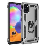 Nevarium Samsung Galaxy A31 Uyumlu Kılıf Tank Yüzüklü Silikon Kapak - Gümüş