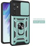 Nevarium Samsung Galaxy A54 Kılıf Lens Sürgülü Yüzüklü Tank Silikon Pars - Yeşil