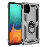 Nevarium Samsung Galaxy A71 Uyumlu Kılıf Tank Yüzüklü Silikon Kapak - Gümüş