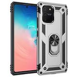 Nevarium Samsung Galaxy A91 / S10 Lite Uyumlu Kılıf Tank Yüzüklü Silikon Kapak - Gümüş