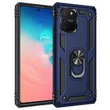 Nevarium Samsung Galaxy A91 / S10 Lite Uyumlu Kılıf Tank Yüzüklü Silikon Kapak - Lacivert