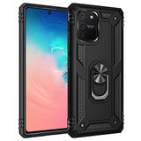 Nevarium Samsung Galaxy A91 / S10 Lite Uyumlu Kılıf Tank Yüzüklü Silikon Kapak - Siyah
