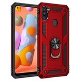 Nevarium Samsung Galaxy M11 Uyumlu Kılıf Tank Yüzüklü Silikon Kapak - Kırmızı