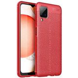 Nevarium Samsung Galaxy M12 Uyumlu Kılıf Deri Dokulu Focus Silikon - Kırmızı