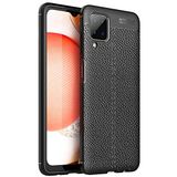 Nevarium Samsung Galaxy M12 Uyumlu Kılıf Deri Dokulu Focus Silikon - Siyah