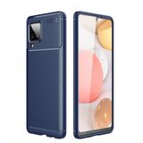 Nevarium Samsung Galaxy M12 Uyumlu Kılıf Karbon Dokulu Silikon - Lacivert