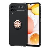 Nevarium Samsung Galaxy M12 Uyumlu Kılıf Yüzüklü Focus Silikon Range - Siyah-Gold