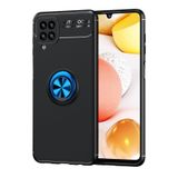 Nevarium Samsung Galaxy M12 Uyumlu Kılıf Yüzüklü Focus Silikon Range - Siyah-Mavi