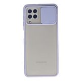 Nevarium Samsung Galaxy M22 Kılıf Lens Sürgülü Mat Silikon Palm - Lila