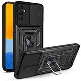 Nevarium Samsung Galaxy M23 Kılıf Lens Sürgülü Yüzüklü Tank Silikon Pars