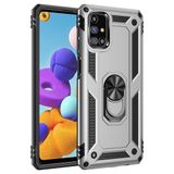 Nevarium Samsung Galaxy M31S Uyumlu Kılıf Tank Yüzüklü Silikon Kapak - Gümüş
