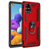 Nevarium Samsung Galaxy M31S Uyumlu Kılıf Tank Yüzüklü Silikon Kapak - Kırmızı