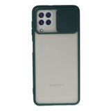 Nevarium Samsung Galaxy M32 Kılıf Lens Sürgülü Mat Silikon Palm - Yeşil