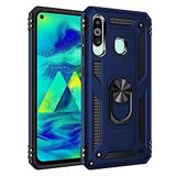 Nevarium Samsung Galaxy M40 Uyumlu Kılıf Tank Yüzüklü Silikon Kapak - Lacivert