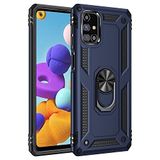 Nevarium Samsung Galaxy M51 Uyumlu Kılıf Tank Yüzüklü Silikon Kapak - Lacivert
