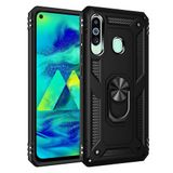 Nevarium Samsung Galaxy M60 Uyumlu Kılıf Tank Yüzüklü Silikon Kapak - Siyah