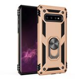 Nevarium Samsung Galaxy S10 Plus Uyumlu Kılıf Tank Yüzüklü Silikon Kapak - Gold