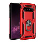 Nevarium Samsung Galaxy S10 Plus Uyumlu Kılıf Tank Yüzüklü Silikon Kapak - Kırmızı