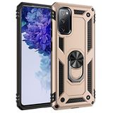 Nevarium Samsung Galaxy S20 FE Uyumlu Kılıf Tank Yüzüklü Silikon Kapak - Gold