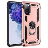 Nevarium Samsung Galaxy S20 FE Uyumlu Kılıf Tank Yüzüklü Silikon Kapak - Rose