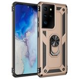 Nevarium Samsung Galaxy S21 Ultra Uyumlu Kılıf Tank Yüzüklü Silikon Kapak - Gold